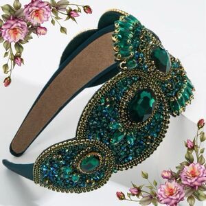 Cubic‎ Zirconia Decor Headband Gorgeous Wide Edge Gem Rhinestone Headband